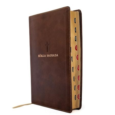 Bíblia NVI, Couro Soft, Marrom, Letras de Jesus em Vermelho